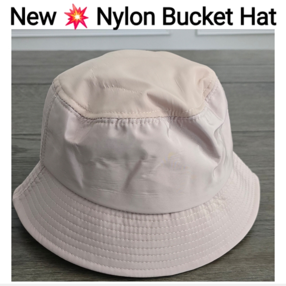 Cream Bucket Hat with Sturdy Nylon Finish, One Size
